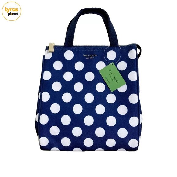 kate spade new york Other - Kate Spade New York Insulated Lunch Bag‎ Navy Jumbo Dot